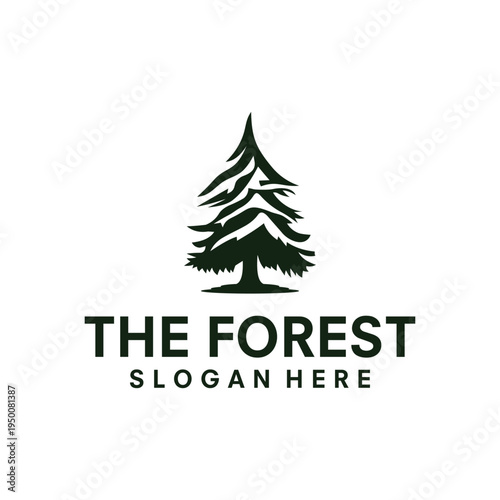 forest wood pine logo design vector illustration