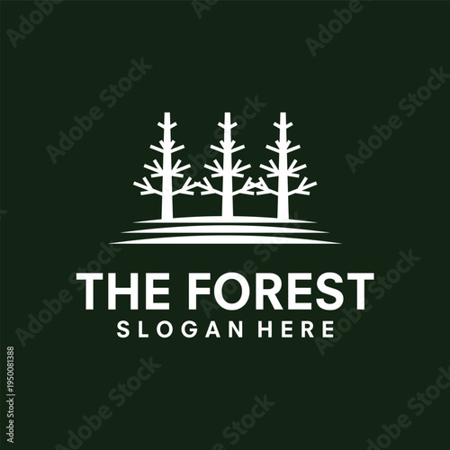 forest wood pine logo design vector illustration