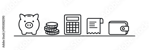 Responsible personal budgeting and everyday expense control supporting stable financial habits and long-term economic wellbeing in daily life, piggy bank, stack of coins