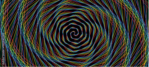 Colorful Spiral Fractal Pattern Background with Rainbow Swirl Vortex, Abstract Circular Light Waves, Decorative Curve Texture Design, Modern Colorful Vector Illustration for Wallpaper and Digital Art