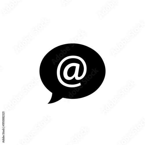 Vector icon of an email at symbol within a chat bubble for online communication