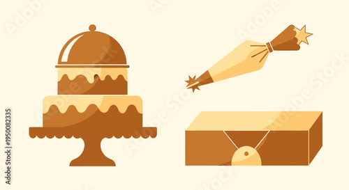 Wedding Cake Gift and Favors Illustration.