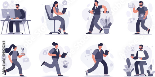 Diverse individuals engaged in various work and leisure activities (5)