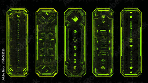 A realistic torn paper effect frame with dark red and neon green circuit board details on a black background
