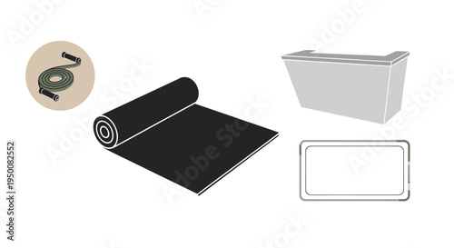 Black Mat and Bathroom Accessories Display.