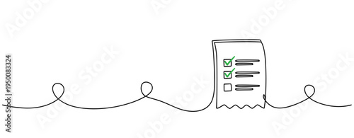 Checklist receipt showing checked items on continuous line. no editable strokes