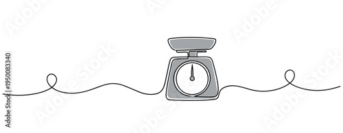 Mechanical kitchen scale displayed on white background with dial. no editable strokes
