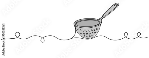 Kitchen strainer resting on white background with handle. no editable strokes