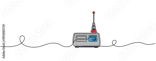 Portable radio device with antenna on continuous line in minimal white space. no editable strokes