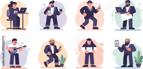 Diverse individuals engaged in various professional and leisure activities (9)