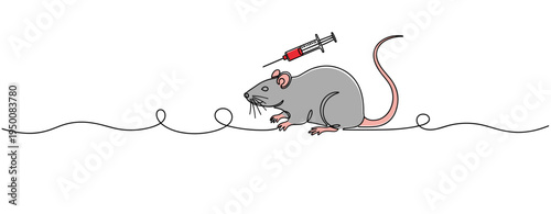Laboratory rat receiving injection on thin continuous line. no editable strokes