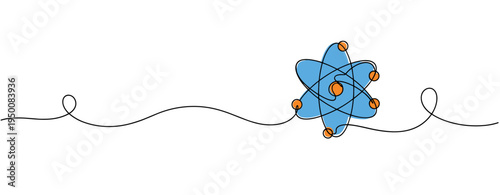 Atom model with orbiting electrons on white background. no editable strokes