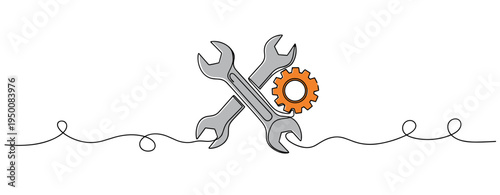 Crossed wrenches and gear indicating maintenance and repair concept. no editable strokes