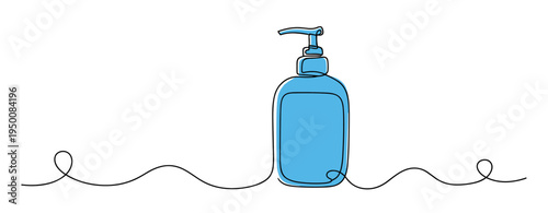 Soap dispenser pump centered and outlined by continuous line on white. no editable strokes