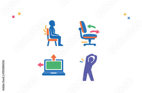 Healthy posture habits and ergonomic work routines supporting physical comfort, reduced strain, and long term wellbeing for professionals working long hours at desks and computers