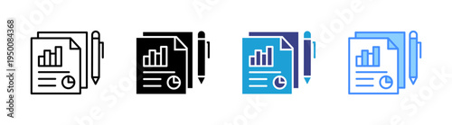 Reporting icon set multiple style collection