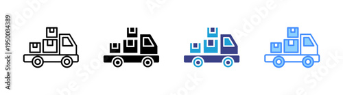 Delivery Truck icon set multiple style collection