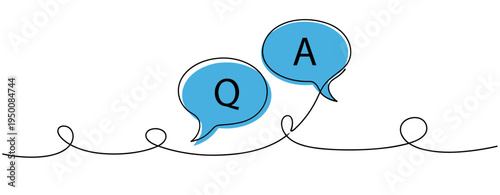 Speech bubbles showing q and a over white background illustration. no editable strokes