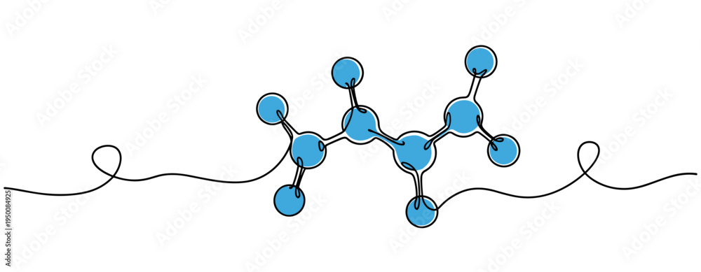 Fototapeta premium Molecular model connected by continuous line on white background. no editable strokes