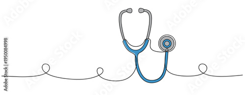 Stethoscope hanging on continuous line medical background. no editable strokes
