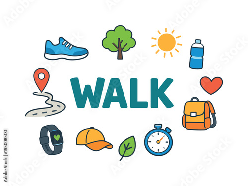 Healthy daily walking routine focused on light exercise, enjoying fresh outdoor environments, and maintaining consistent physical movement for balanced wellbeing. WALK central
