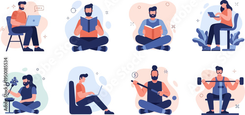 Diverse individuals engaged in various leisure and work activities (3)