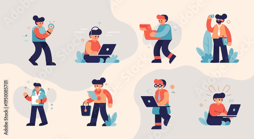Diverse individuals engaged in various modern activities and tasks (2)