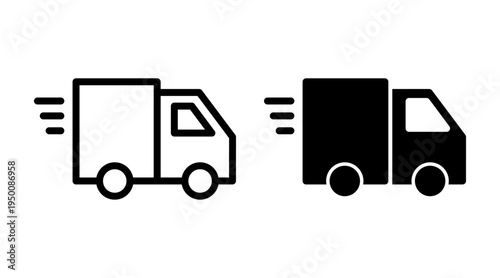 Delivery truck icon set vector. Delivery truck sign and symbol. Shipping fast delivery icon