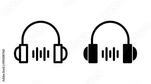 Headphone icon set vector. headphone sign and symbol