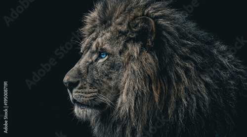 Majestic Lion Portrait with a Stunning Dark Background