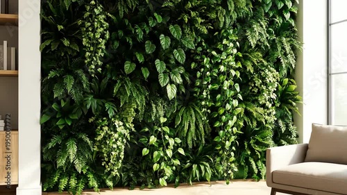 Living wall with chair interior design.