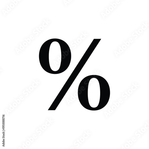 Black percent sign on white background percentage symbol