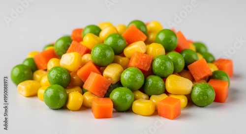 A colorful mix of frozen peas carrots and corn