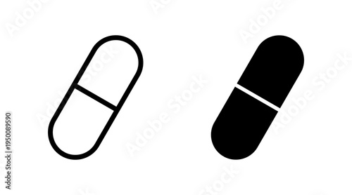Pills icon set vector. capsule icon. Drug sign and symbol