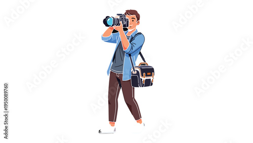 Capturing the Moment: A skilled photographer focuses intently through a professional camera, ready to immortalize life's most precious scenes. 