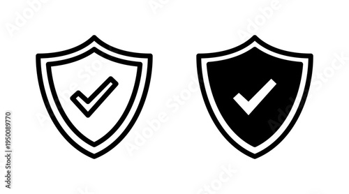 Shield check mark icon set vector. Protection approve sign. Insurance icon