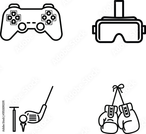 Set of 4 gaming and sports icons vector