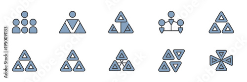 Triangle collaboration partnership icons – Ideal for teamwork training materials, corporate networking sites, or business alliance graphics.