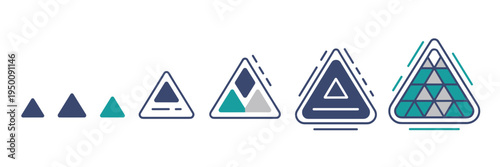 Professional growth triangle icons – Perfect for leadership workshops, employee onboarding, or skill-building apps.