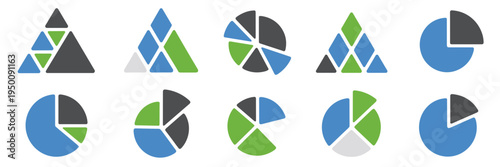 Investment distribution triangle icons – Perfect for retirement planning, savings goals, or corporate finance tools.