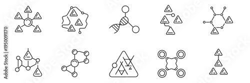 Triangle chemical bond vector symbols – Great for pharmaceutical research, biotech websites, or science infographics.
