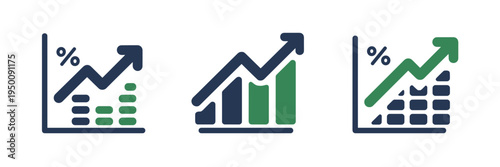 Financial growth arrow icons – Great for trading dashboard interfaces, economic growth news, or fiscal year reports.
