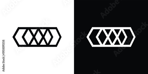 Black and white geometric shapes on split background hexagons diamonds