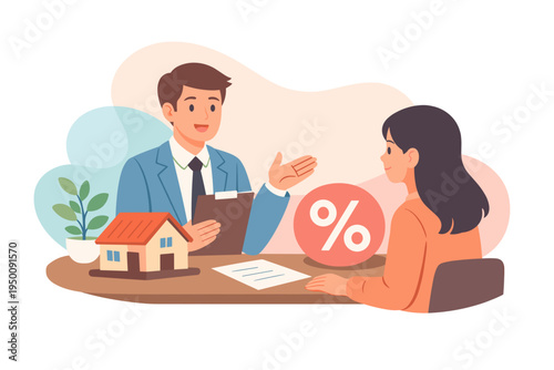 Real Estate Agent Discussing Mortgage Options with Client.