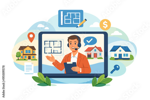 Real Estate Agent Offers Online Consultation for Property.