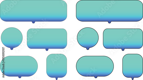 Set of Modern Speech Bubbles with Cyan to Blue Gradient on white white background
