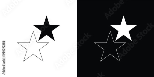 Black and white stars on split color background black star outlined star solid star
