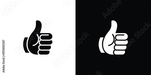 Black and white thumbs up hand on split background hand black and white approval 1 agreement