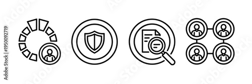 Risk management circle icon set – Ideal for insurance analysis, financial safety, or business protection.