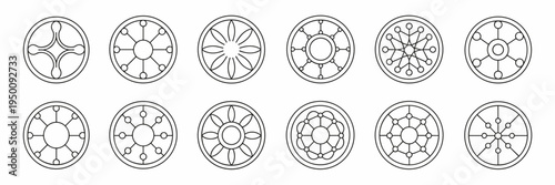 Scientific lattice and network icons – Suitable for data science, molecular biology, or futuristic research.